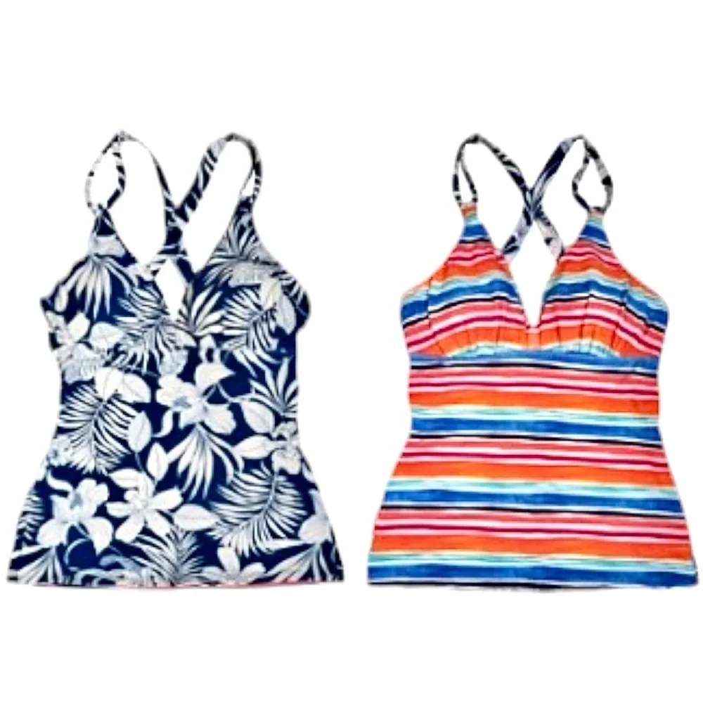 Tommy Bahama Island Cays Blooms Reversible Crossback Tankini Top